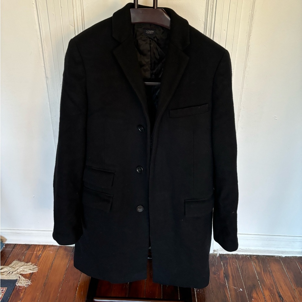 J. Crew Black Mayfair Wool Cashmere Topcoat Overcoat
